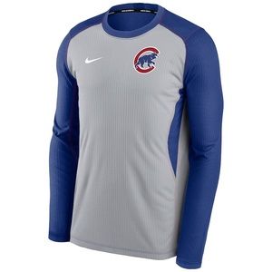 MEN'S NIKE LONG SLEEVE GAME TOP CHICAGO CUBS RUSH BLUE WOLF GREY